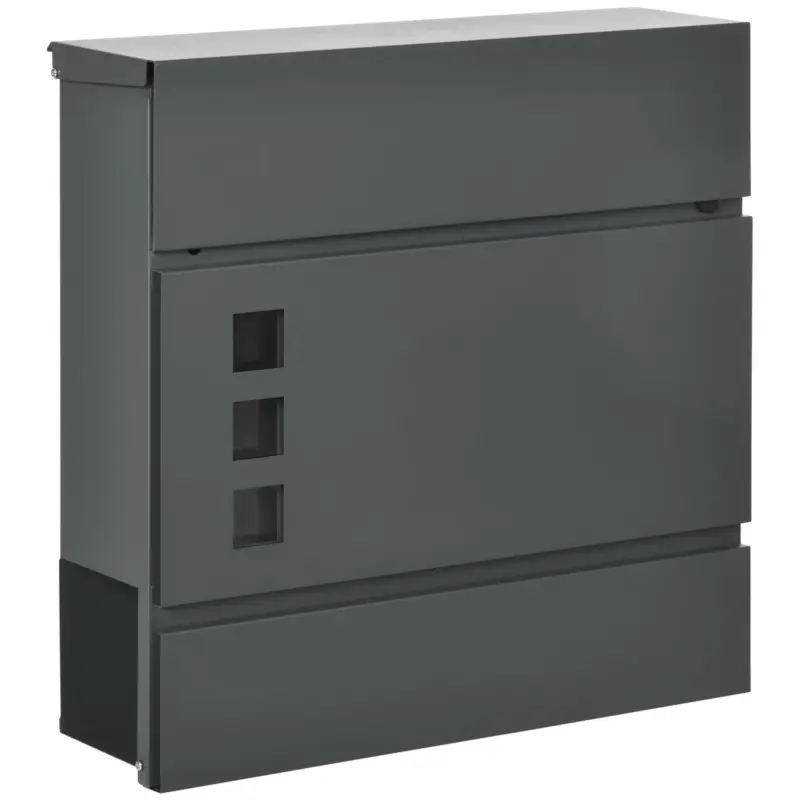 HOMCOM Cutie Postala din Otel Zincat cu 3 Fante si 2 Chei de Securitate incluse, 37x10.5x37 cm, Gri Cumpără online