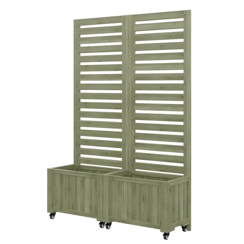 Ghiveci cu spalier, 2 jardiniere mari și 2 spalieri de grădină ca suport pentru plante cățărătoare, 102,5x32x152,5 cm, Verde Plată securizată
