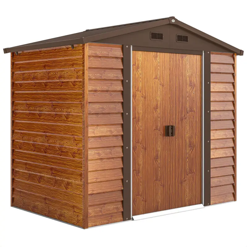 Outsunny Magazie Grădină cu Uși Glisante pentru Instrumente de Grădină, 235.7x152x208.7cm, Maro Cumpără acum