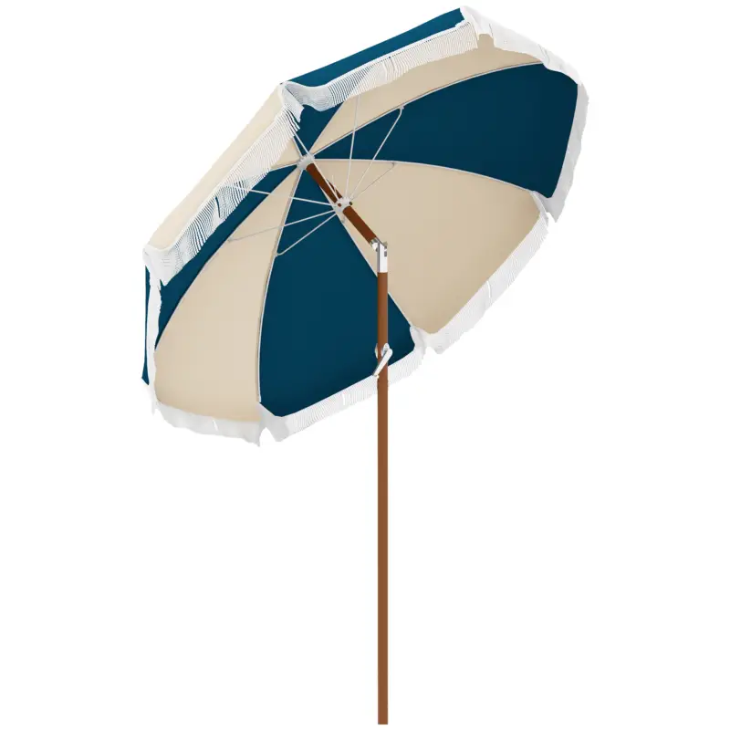 Popular Outsunny Umbrela de Gradina inclinabila cu Deschidere cu Manivela si Orificiu de Aerisire, Ø213x234 cm, Albastru si Bej