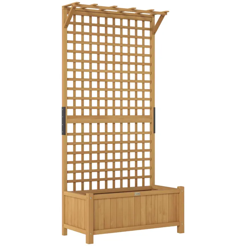 Ofertă limitată Outsunny Jardinieră de Grădină cu Spalier pentru Plante Cățărătoare din Lemn, 90x45x183 cm, Galben