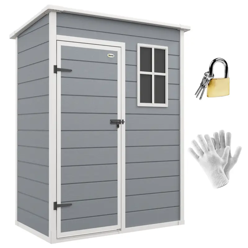 Livrare rapidă Outsunny Magazie pentru Gradina 1.5 x 1 m, Magazie pentru Scule cu Usa care se Incuie, Fereastra si Ventilatie, Gri
