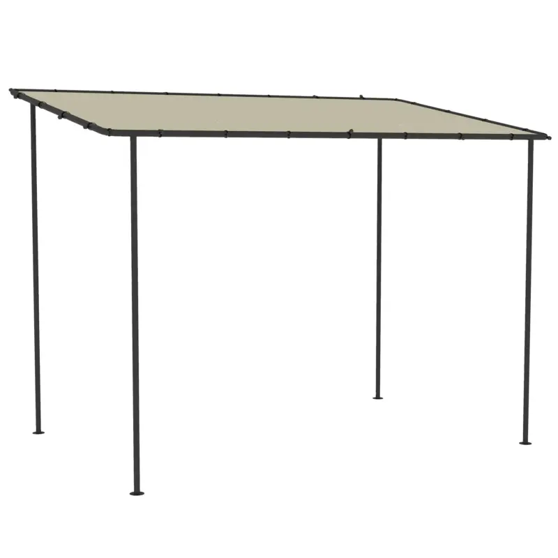 Cumpără online Outsunny Pergolă de grădină, pergolă adosată tonelă de grădină cu structură metalică și orificii de drenaj, 3 x 2 m, crem
