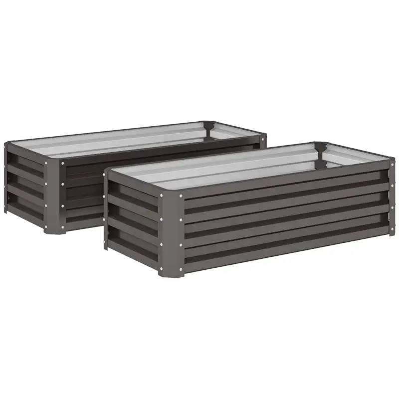 Reducere Outsunny Set jardiniere metalice 2 buc., Fund deschis, Pentru grădină și balcon, 110x50x30cm, Gri închis