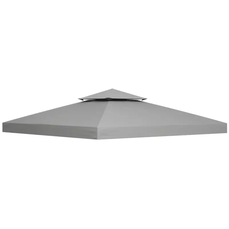 Outsunny Acoperiș de înlocuire pentru pavilion 3 x 3 m, impermeabil, acoperiș dublu cu orificii de scurgere, gri deschis Disponibil imediat