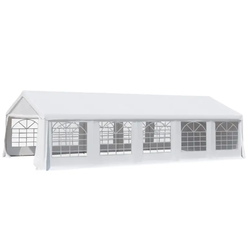 Ofertă limitată Outsunny cort gradina cu pereti si ferestre 9.75x4.85m, alb