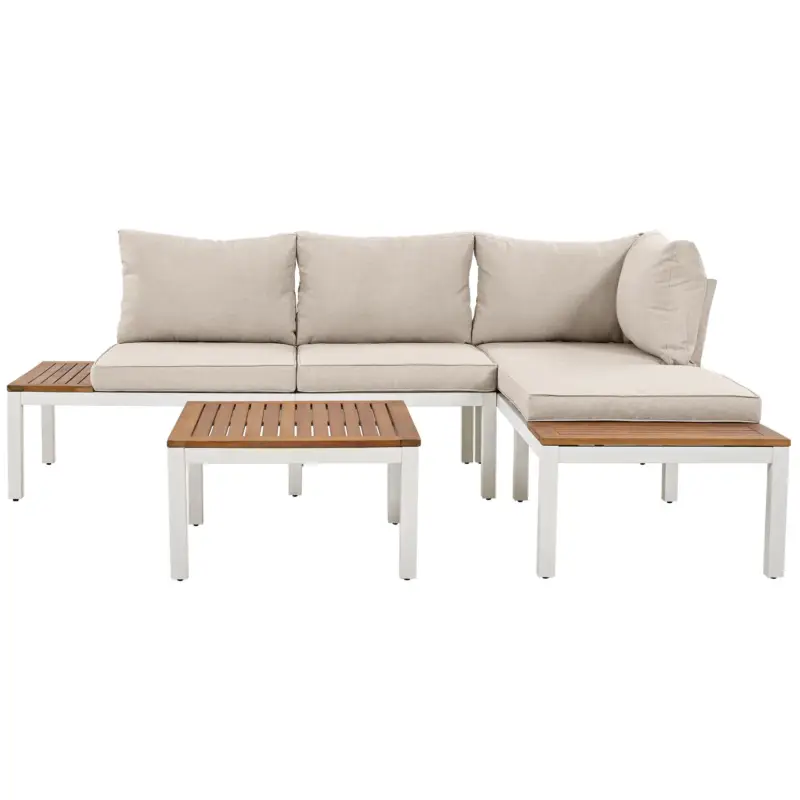 Livrare rapidă Set mobilier de grădină, cu 2x canapele de două locuri, 2x mese auxiliare, 1x masă, Bej