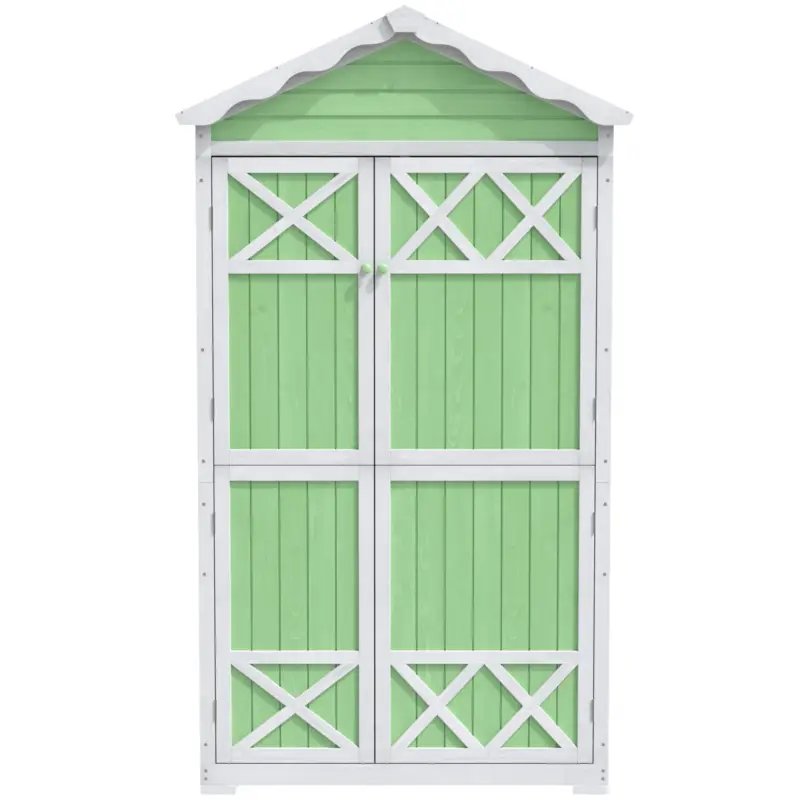 Depozit exterior pentru mobilier de grădină din lemn, design rezistent la intemperii cu întărituri stabile în formă de X, 93x45x179 cm, Verde Ofertă specială