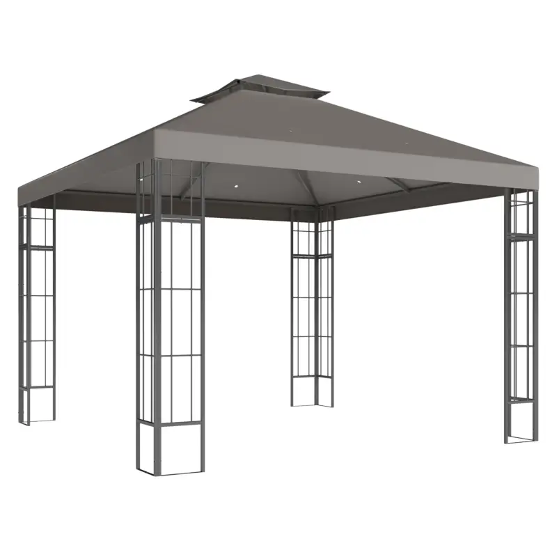 Cel mai bun preț Outsunny Pavilion de grădină 3x3 m, Design cu acoperiș în două trepte, Protecție UV30+, Rezistent la UV, Protecție solară, Cadru metalic, Gri închis