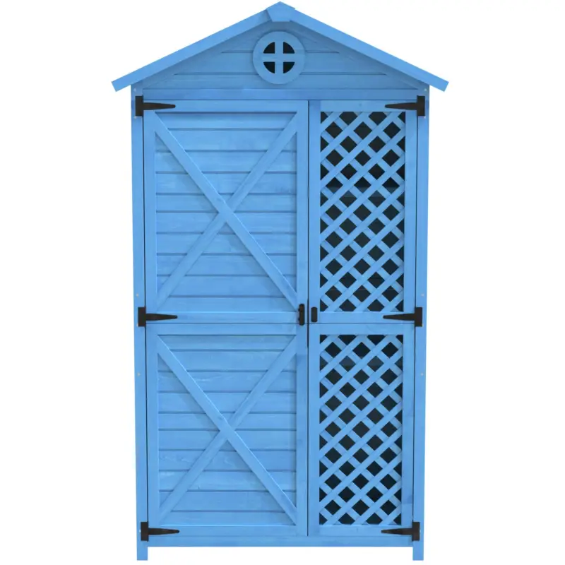 Depozit de mobilier de grădină din lemn pentru exterior, magazie de unelte rezistentă la intemperii, cu mult spațiu de depozitare și construcție din lemn stabilă, 90x56,5x175,3 cm, Albastru Super ofertă