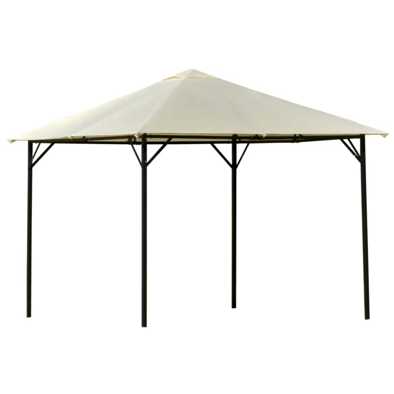 Doar azi Outsunny Foisor Gradina 3x3m din metal cu Acoperis dublu, alb Cream