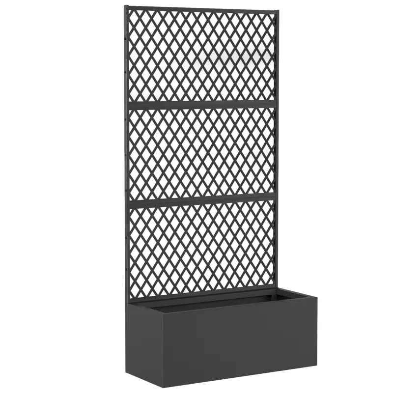 Outsunny pat înalt metalic cu spalier, cutie de plantare pentru exterior cu grilaj în formă de diamant pentru flori Retur gratuit