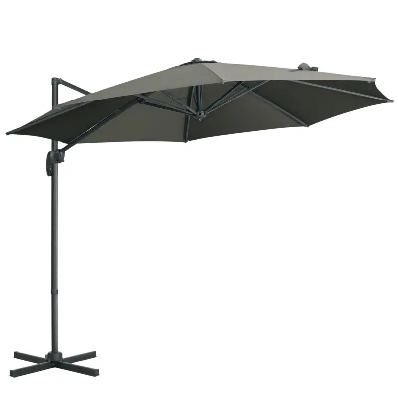 Outsunny Umbrelă de Grădină Suspendată 3x2,5 m Rotativă 360° cu Înclinare Reglabilă, Gri Preț redus