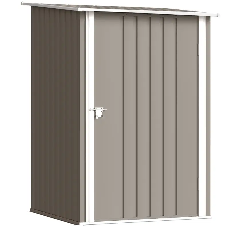 Lichidare de stoc Outsunny Magazie pentru Unelte 0,92m² din Oțel Galvanizat cu Acoperiș Înclinat și Lacăt, 100x103x160 cm, Maro