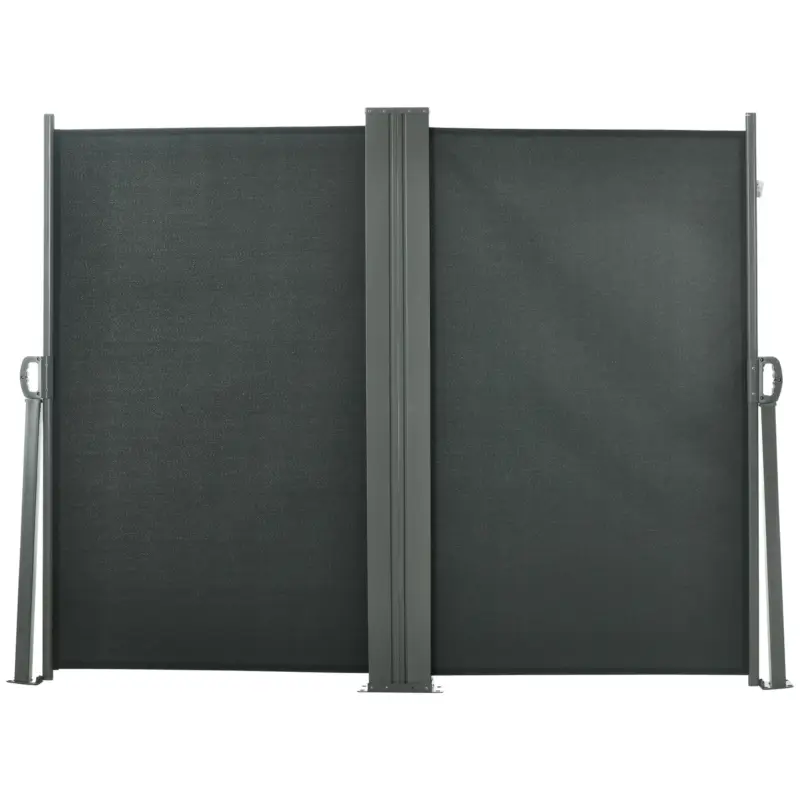 Outsunny Dublu Paravan lateral retractabil Brise-Vue paravent dim. 6L x 1,60H m Poliester Anti-UV Gri Livrare gratuită