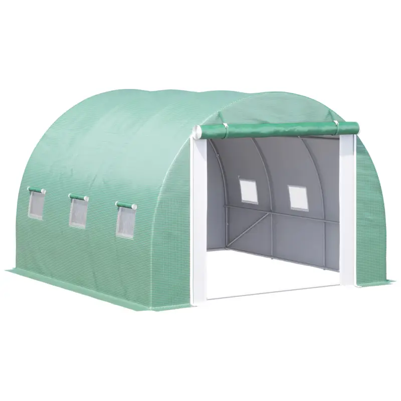 Cumpără online Outsunny Sera Tunel cu Usa si 6 Ferestre, Cadru in otel si Acoperire PE, Verde 300x300x200cm