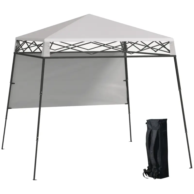 Outsunny Cenador Pliabil 220x220x200 cm cu 1 Perete Lateral Geantă de Transport Impermeabilă și Protecție UV50+ Alb Cumpără acum