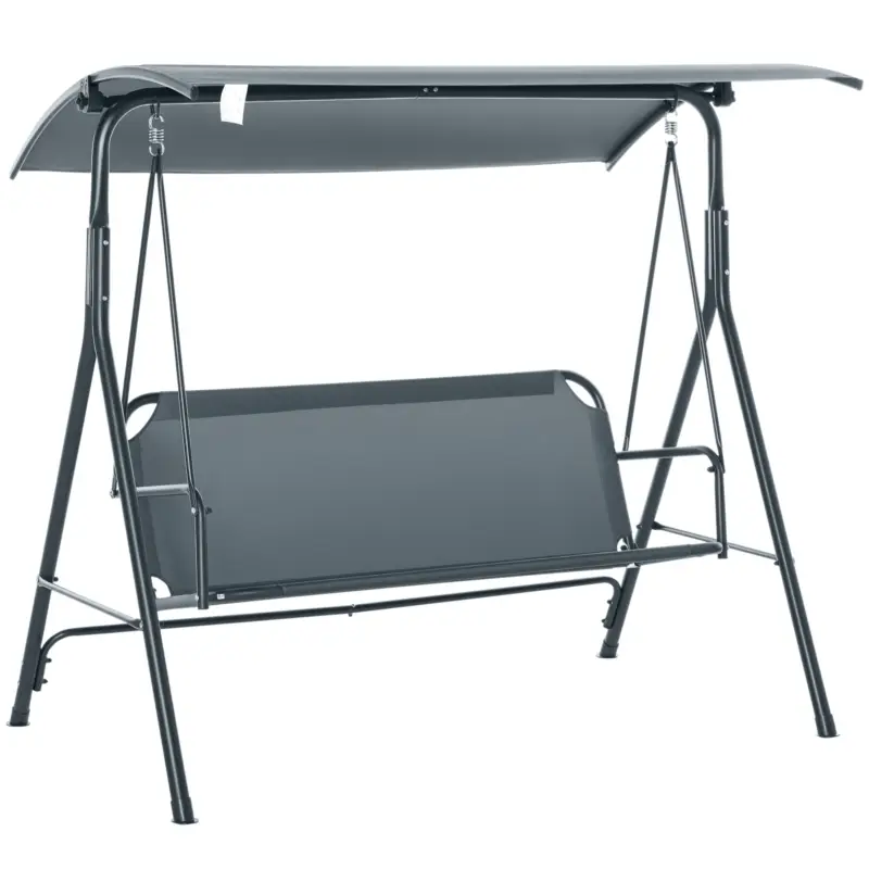 Outsunny Leagăn de Grădină cu 3 Locuri, cu Acoperiș Reglabil și Perne, Cadru din Oțel și Poliester, 172x110x153 cm, Gri Discount