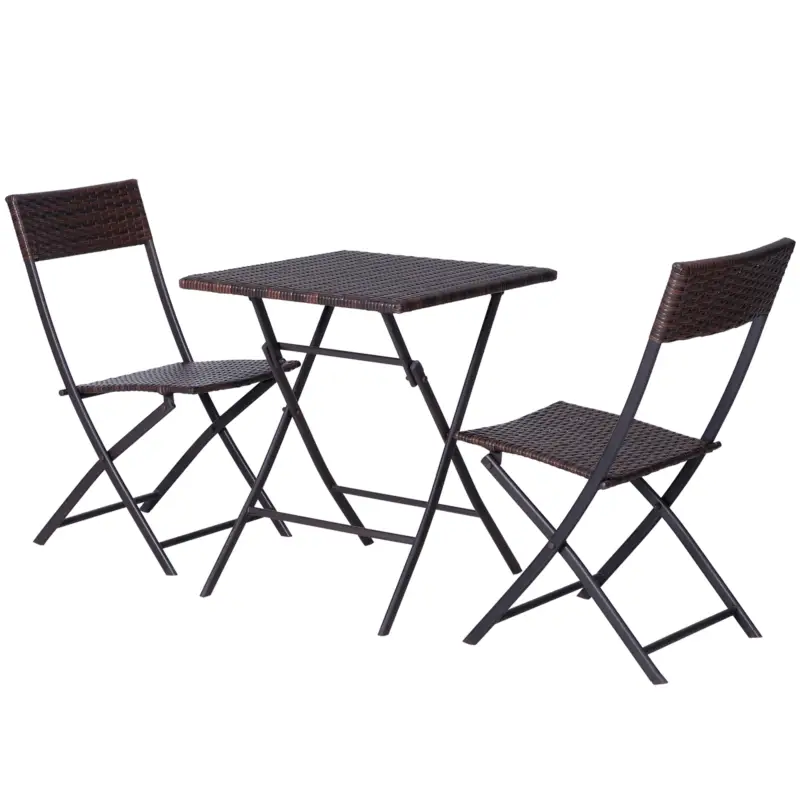Outsunny set masa de gradina cu 2 scaune pliabile, maro Reducere de preț