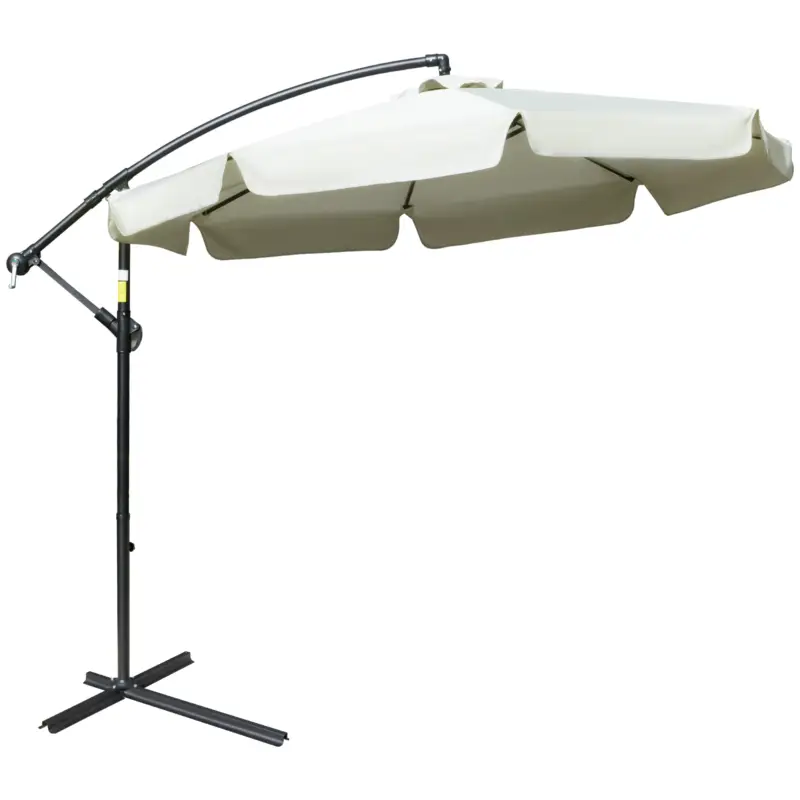 Plată sigură Outsunny Umbrela de Soare pentru Gradina cu Brat Parasolar din Metal, Baldachin din Poliester Regllabil si Deschidere cu Manivela, Φ265x265cm, Bej