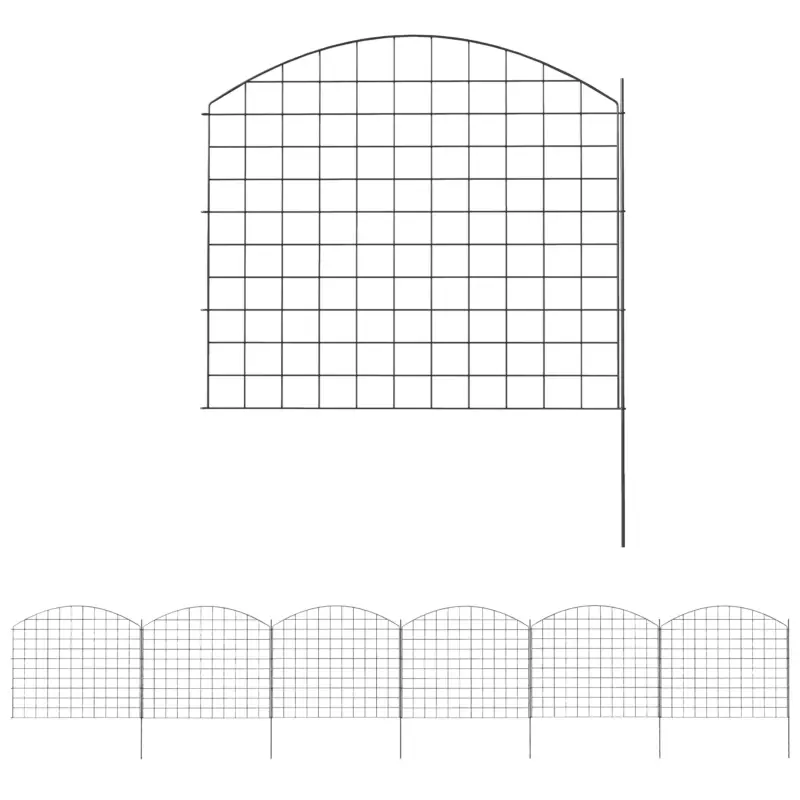 Reduceri Outsunny Gard de grădină din metal gard decorativ set de 6 pentru legume margine de aleie 460 x 97 cm negru