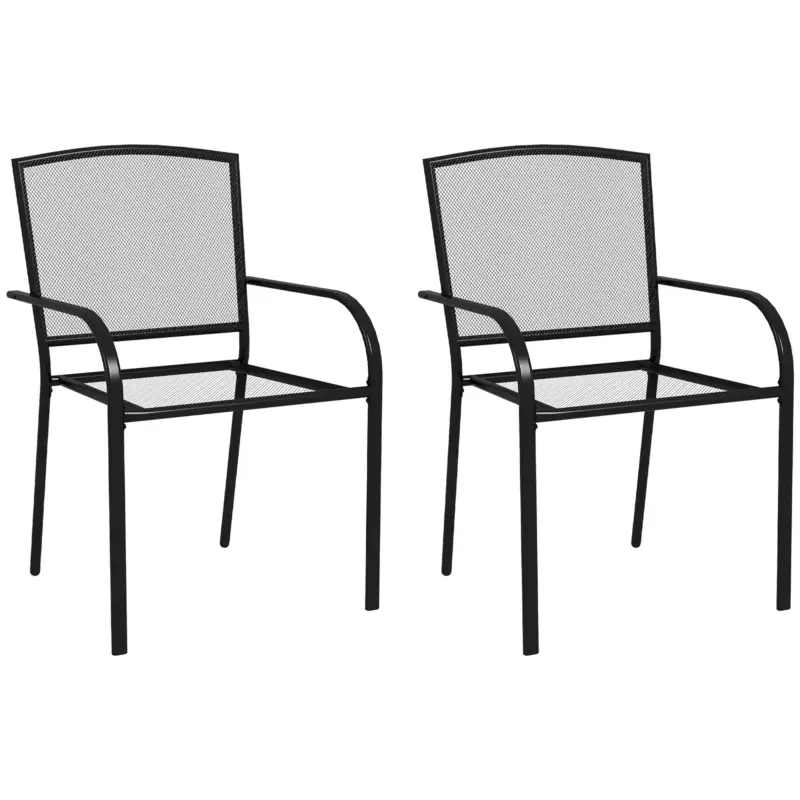 Set de 2 scaune de grădină Outsunny, scaune de exterior stivuibil Reducere de preț