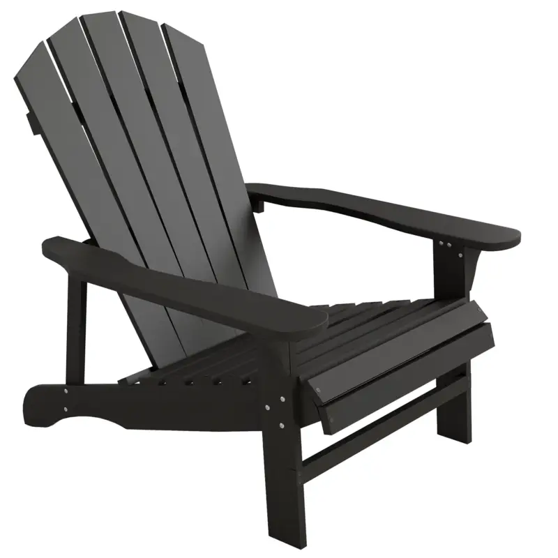 Ofertă de sezon Outsunny Scaun Adirondack rezistent la intemperii din lemn pentru exterior, scaun de grădină cu spătar înalt și cotiere