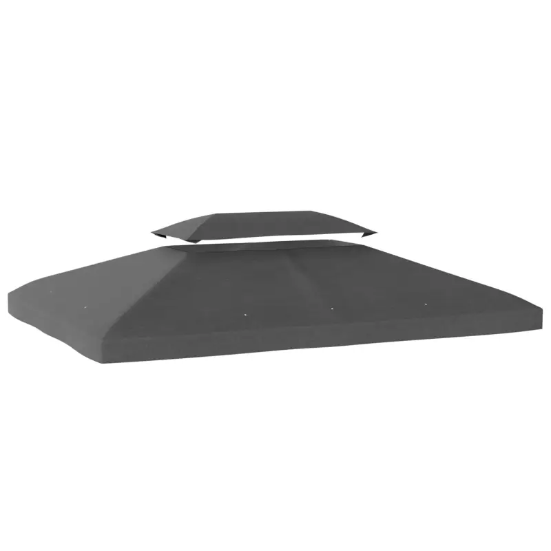 Ieftin Outsunny Prelată de schimb 4x3 m cu acoperiș dublu Orificii de scurgere și protecție UV Doar prelată NU include cadru Gri închis