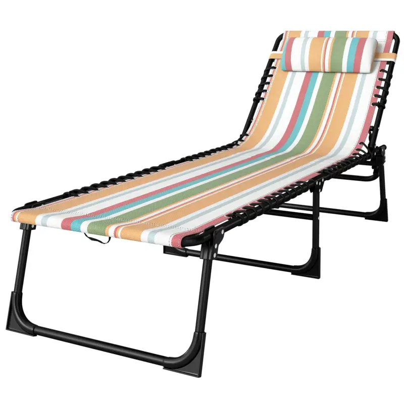 Cumpără online Outsunny Șezlong, Șezlong de grădină pliabil, Șezlong pliabil, Spătar în 4 trepte, Oțel, Material plasă, 189 x 58 x 30 cm, Multicolor