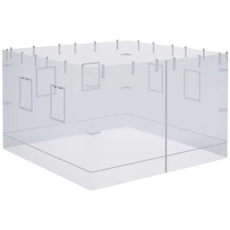 Outsunny Plasa de protectie impotriva tantarilor pentru curte, Set de 4 plase pentru pavilion cu 6 ferestre si 1 usa; Pereti laterali din plasa pentru inlocuire pentru pavilion 3 x 3 (m), alb Retur gratuit