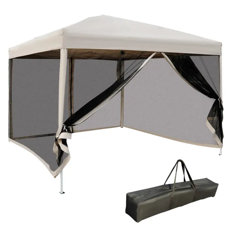 Retur gratuit Outsunny foisor impermeabil cu pereti detasabili 3x3m, crem