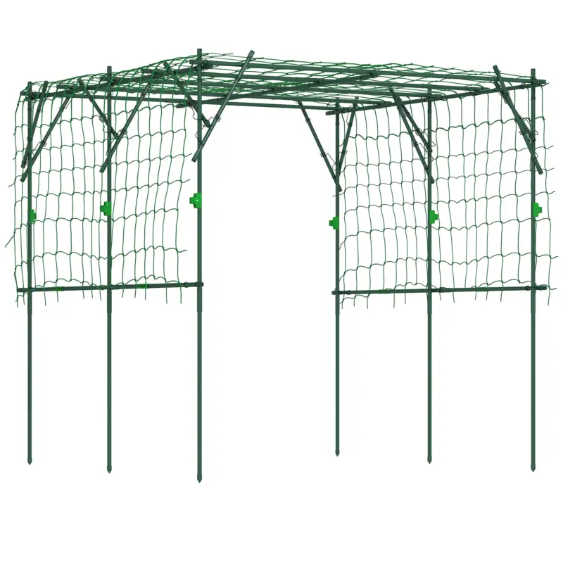 Outsunny Grilaj din oțel de introdus rezistent la rugină suport pentru plante cățărătoare spalier 223 x 223 x 223 cm arcadă pentru trandafiri Verde Promoție