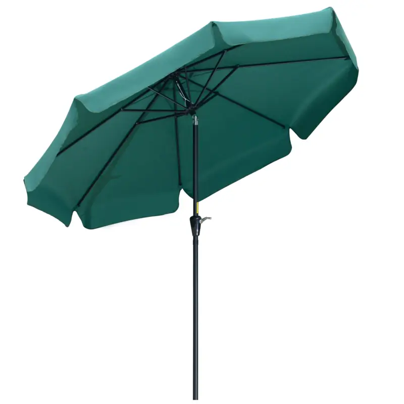 Outsunny Umbrelă de grădină rotundă, înclinabilă, cu manivelă, din aluminiu, metal și poliester, Ø266x248,5 cm, verde Livrare rapidă
