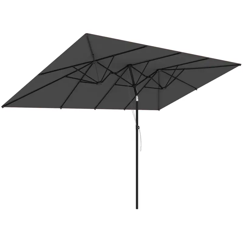 Outsunny Umbrelă dublă înclinabilă și reglabilă cu sfoară, din poliester și metal, 150x295x170-214 cm, gri Retur gratuit