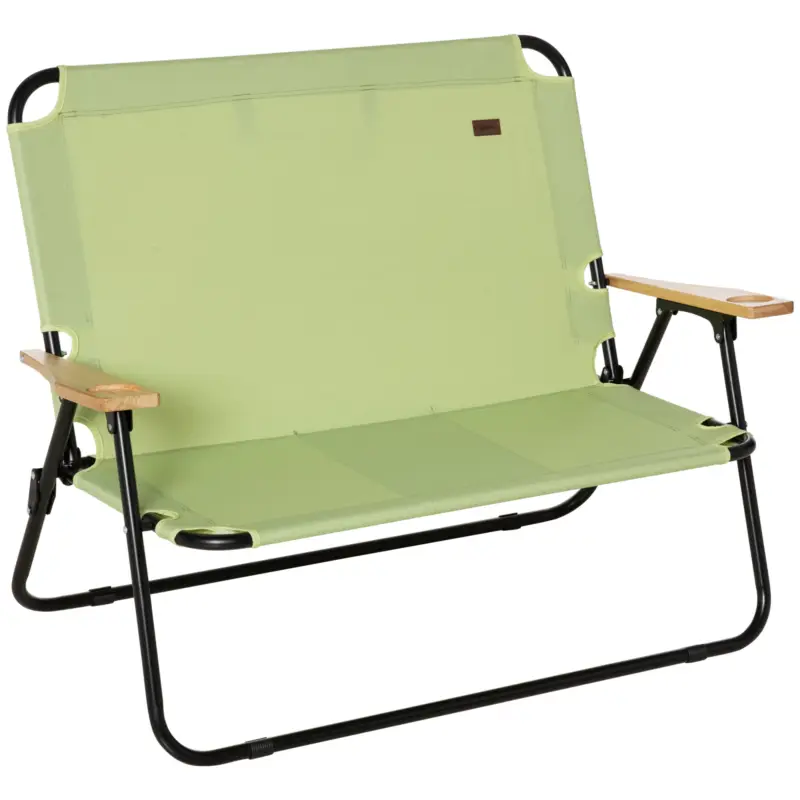 Nu rata Outsunny scaun de camping 2 locuri, pliabil, cu suport pentru băuturi, 141 x 67 x 80 cm, Verde