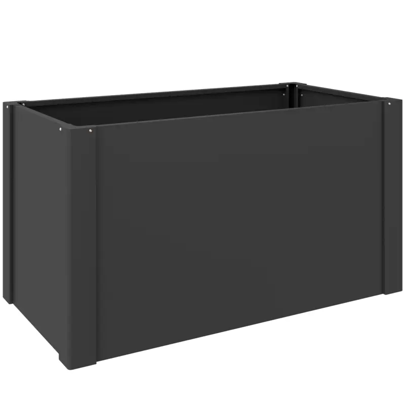 Outsunny Jardinieră înaltă cu fund deschis, ghiveci cu bară de întărire și mănuși, 102 x 52 x 55 cm, Negru Reducere