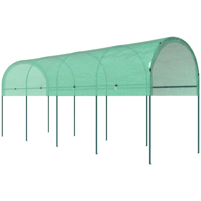 Preț redus Outsunny Seră rezistentă la iarnă, seră din folie cu acoperiș arcuit, ancore pentru sol, seră 400 x 120 x 170cm verde
