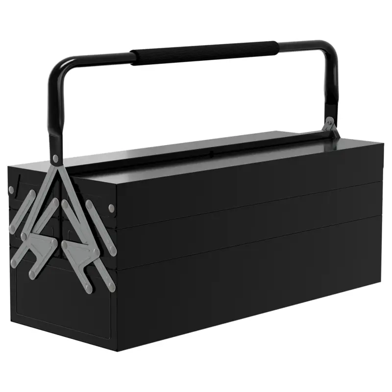 DURHAND Cărucior de scule, cutie de scule cu 3 etaje, din oțel, 56 lungime x 20 lățime x 41 înălțime cm, negru Preferatul clienților