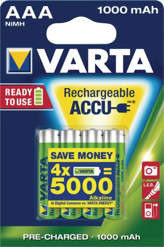 Set 4 Acumulatori Reincarcabili 1000 Ma Aaa Varta Lr3 Preț promoțional