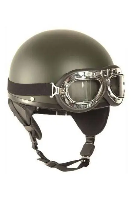 Cască Half Shell OD cu Ochelari – Design Retro, Confort și Stil pentru Reenactment sau Costume Super ofertă