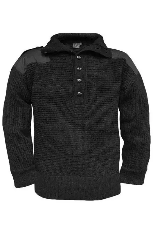 Reducere specială Pulover Lână Austriac Negru Tip Alpin – Design Militar Clasic și Căldură Naturală