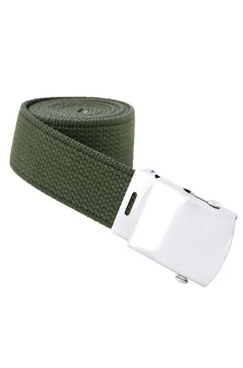 Preț mic Centură Web Verde OD cu Cataramă Argintie – Stil Militar, Ajustabilă și Rezistentă
