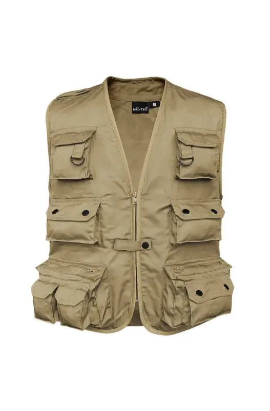 Chilipir Vestă Vânătoare & Pescuit Khaki – Utilitate și Camuflaj Natural