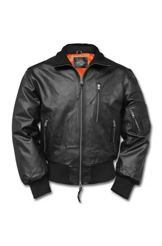 Ieftin Jacheta Pilot Bw Piele - Neagra