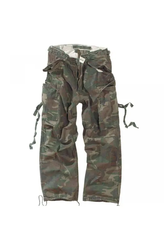 Preț mic Pantaloni Raw Vintage Fatigues Camuflaj Woodland